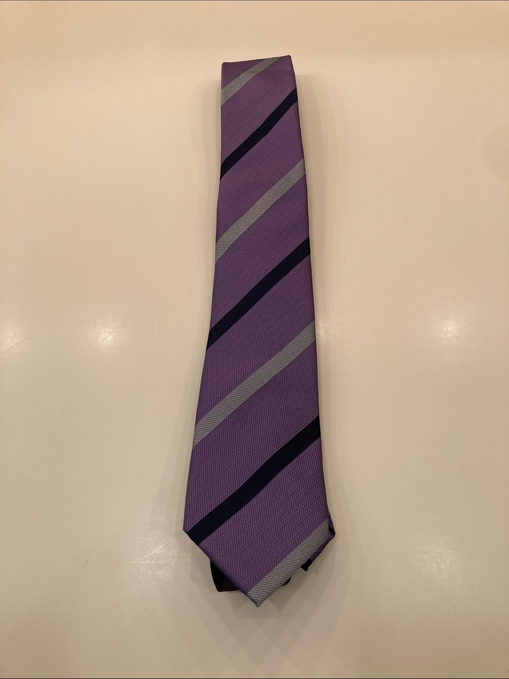 Banana Republic Purple Striped Men’s Tie with Gray and Navy Bands